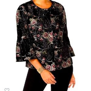 Embroidered Velvet Jacket by JM Collection